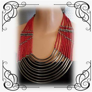 CHICOS Multi Strand Ethnic Tribal Necklace